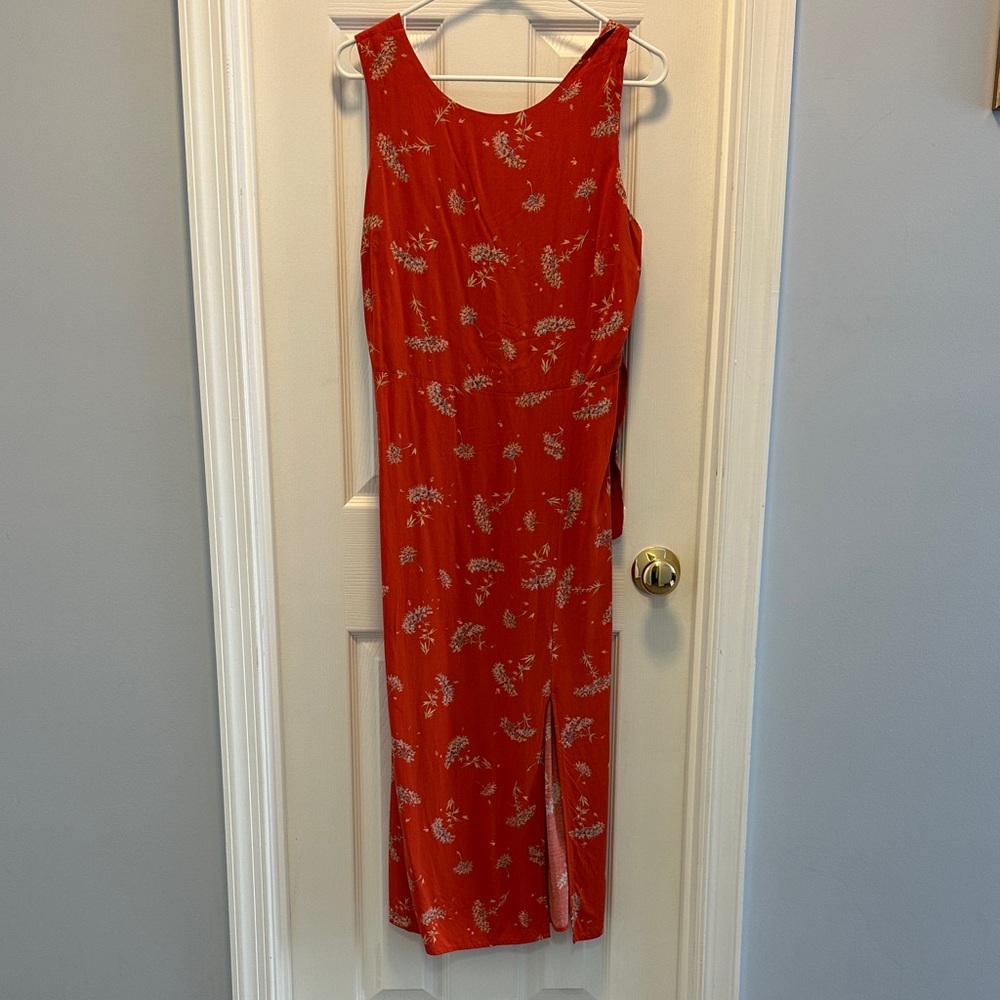 Warehouse Red Floral Midi Dress